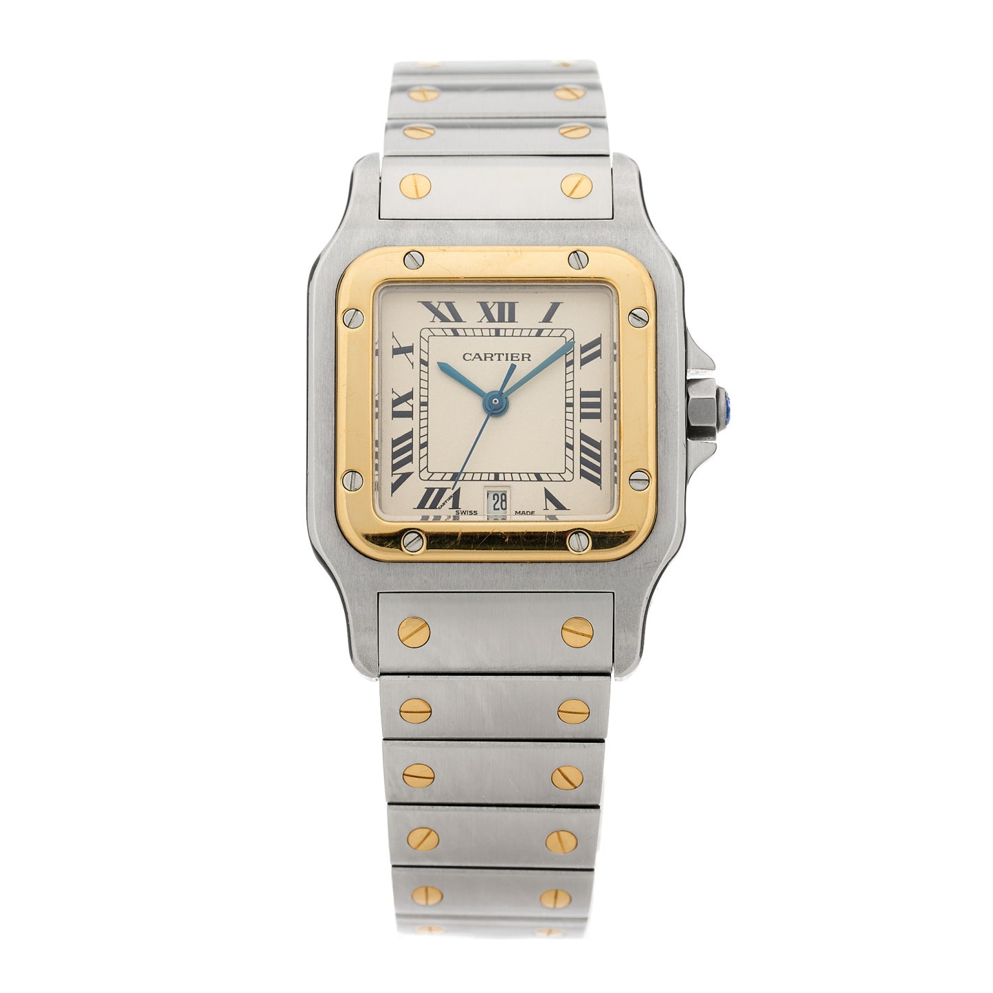 Stainless Steel 18K Yellow Gold 29mm Santos De Cartier Galbee Quartz Watch