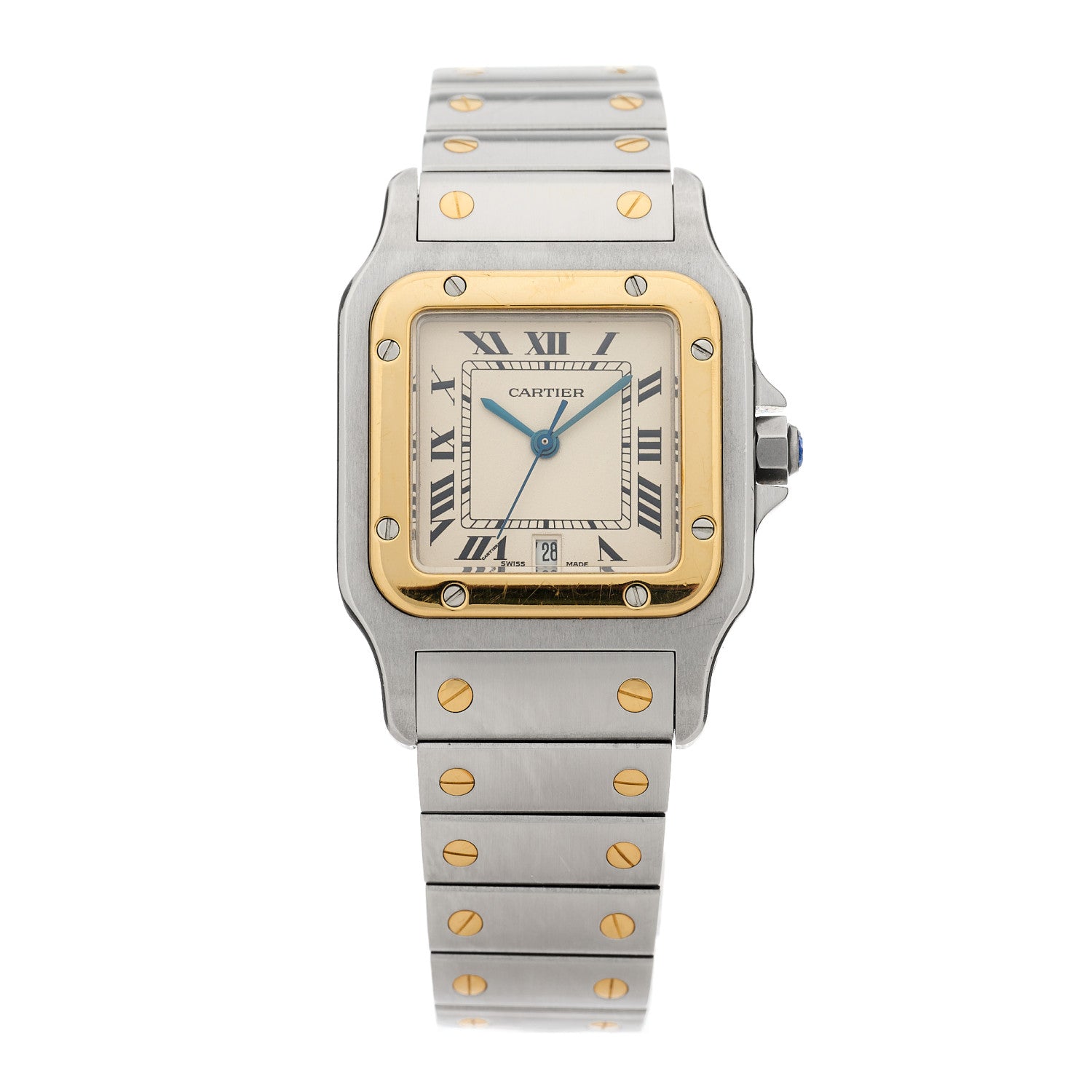 Cartier Stainless Steel 18K Yellow Gold 29mm Santos De Cartier Galbee Quartz Watch 1 of 4