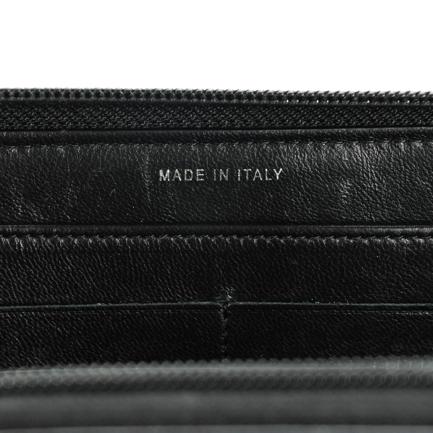 Lambskin Quilted Boy Zip Around Wallet Black