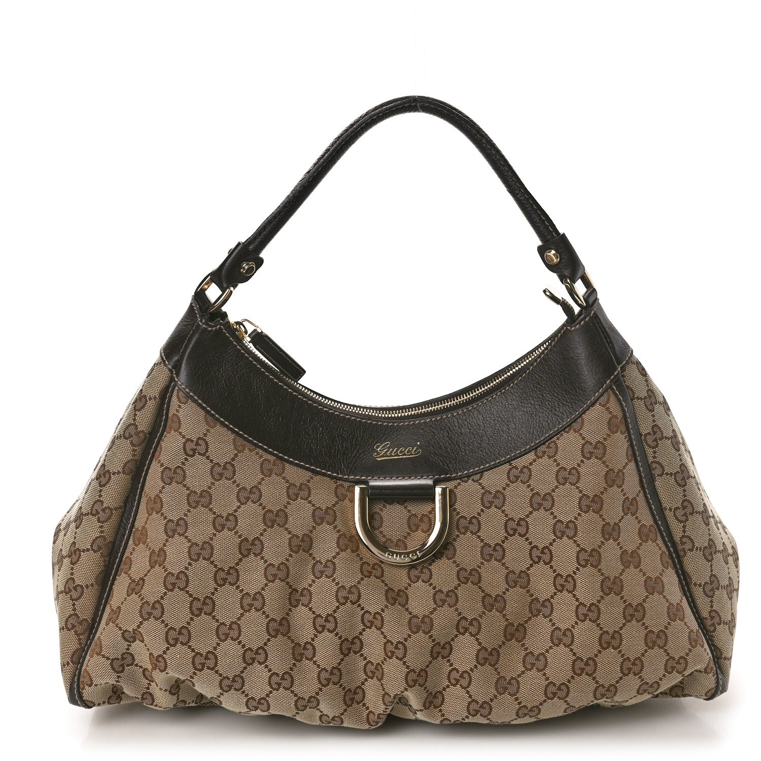 Gucci Monogram Large D Gold Hobo Dark Brown 1 of 12