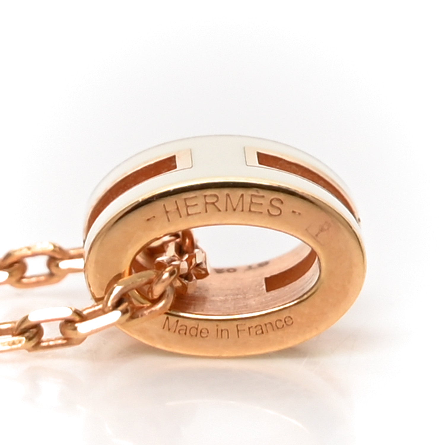 Hermes Lacquered Rose Gold Mini Pop H Pendant Necklace White 4 of 6