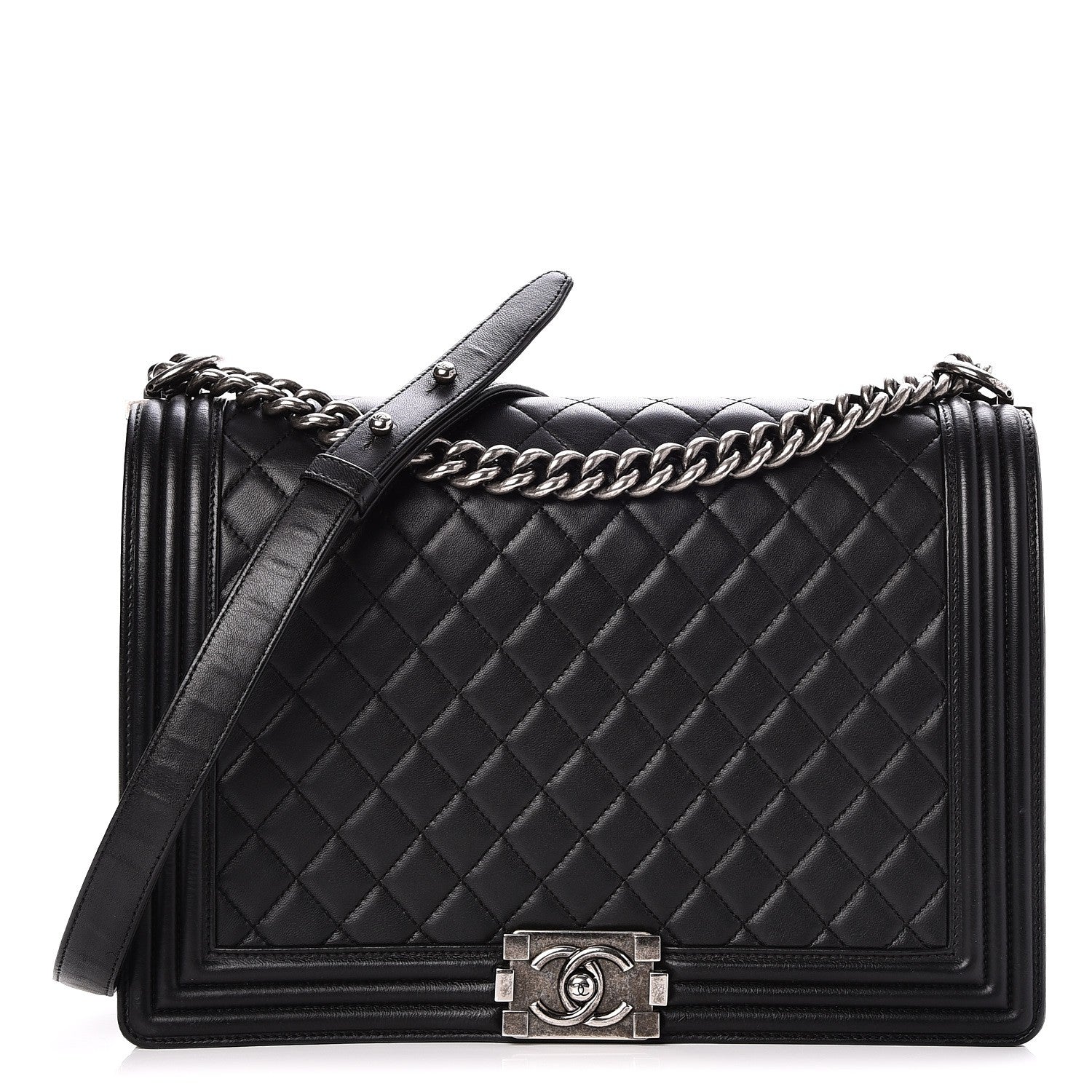 Chanel Lambskin Quilted Large Boy Flap Black 1 of 8