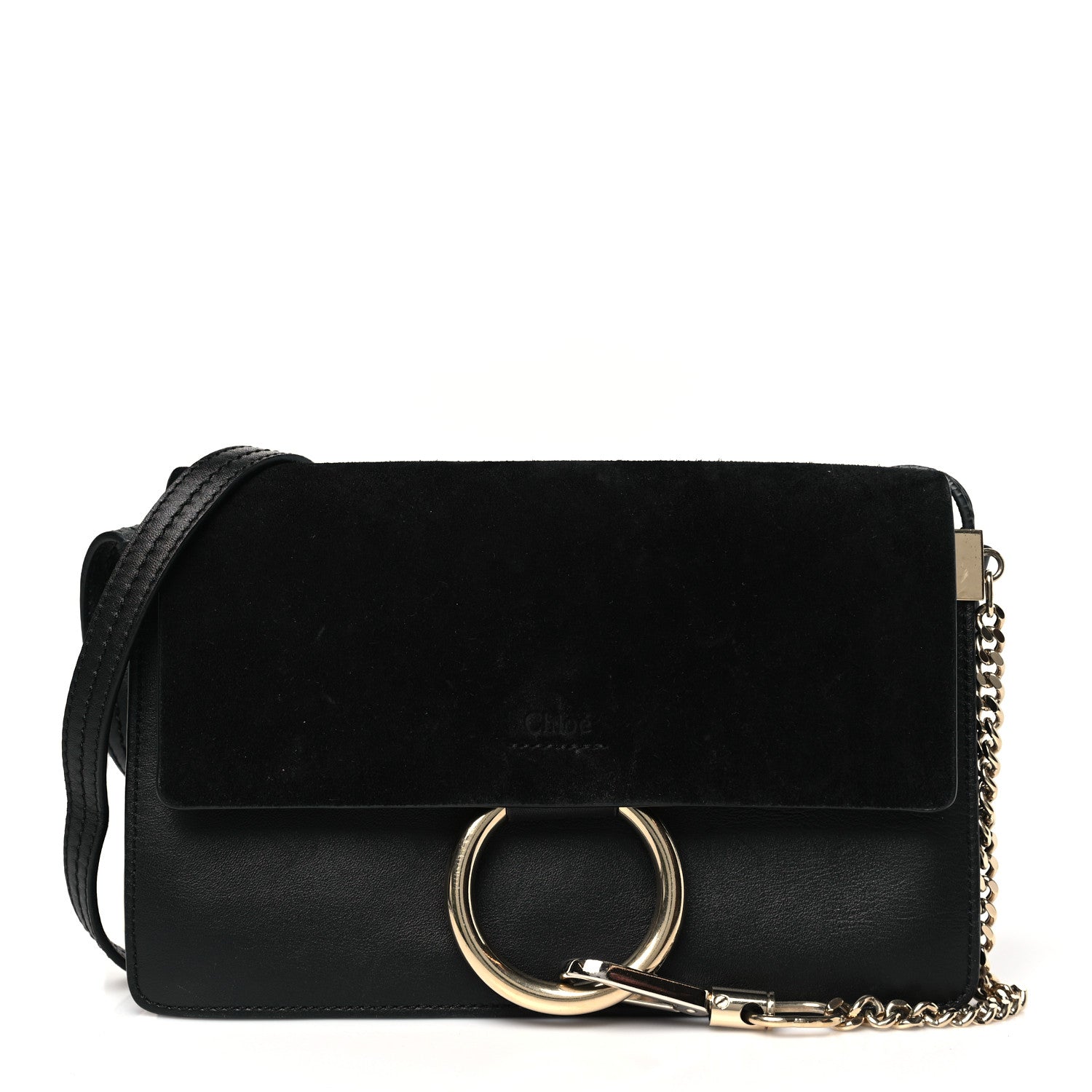 Chloe Suede Calfskin Small Faye Shoulder Bag Black 1 of 11