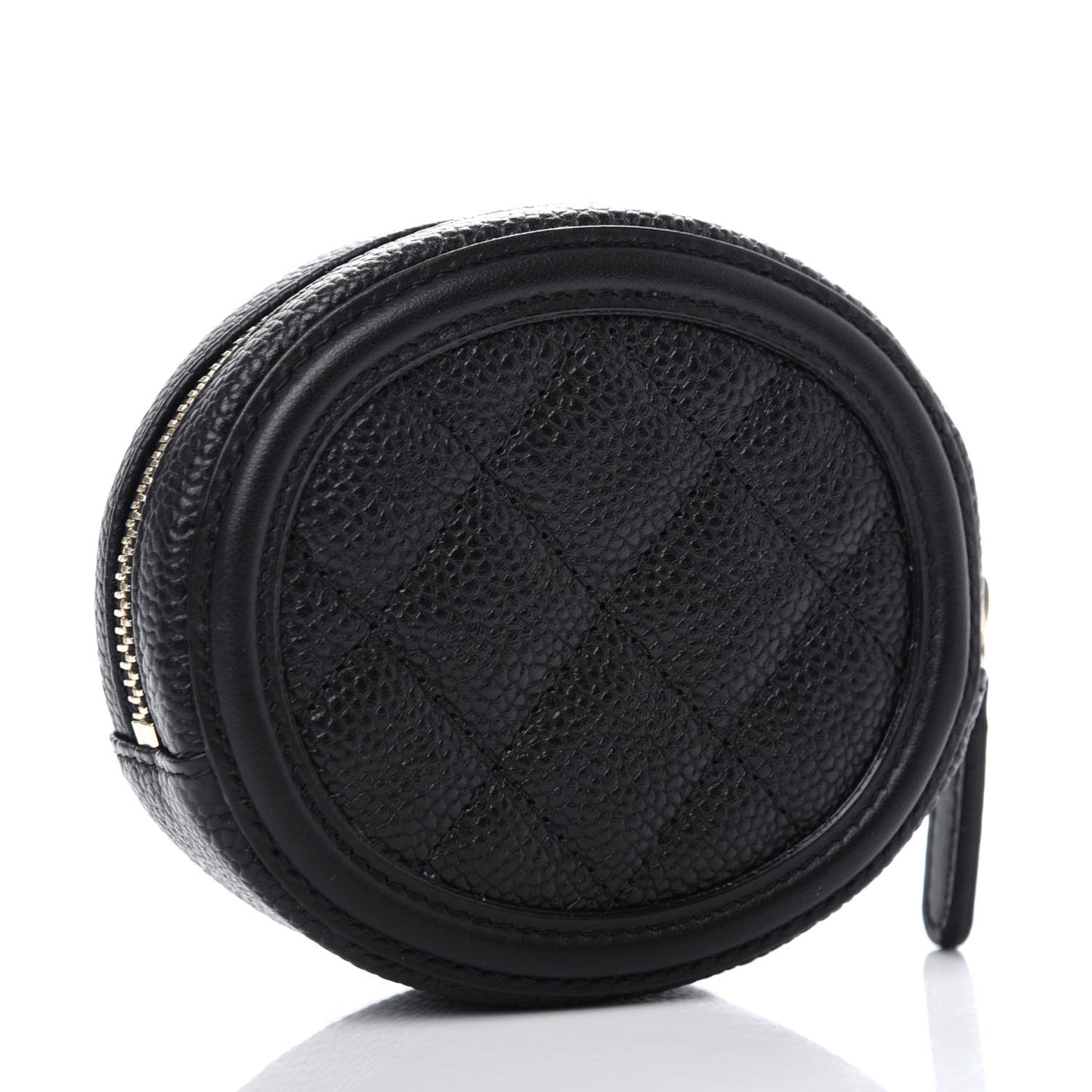 Caviar Quilted Filigree Zip Around Classic Coin Purse Black
