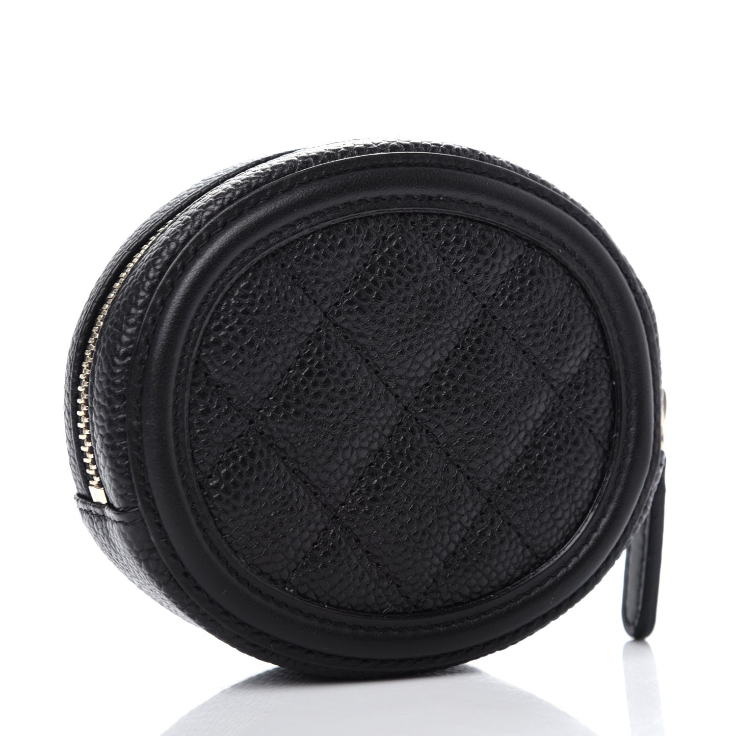 Chanel Caviar Quilted Filigree Zip Around Classic Coin Purse Black 3 of 8