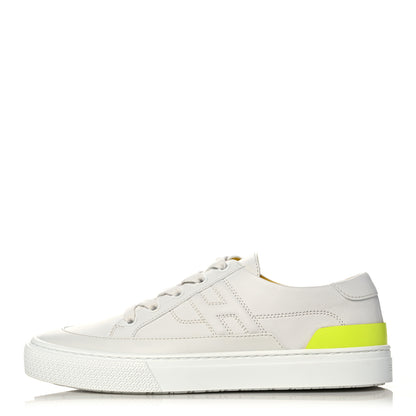Hermes Calfskin Deep Sneakers 37.5 White Yellow 1 of 8
