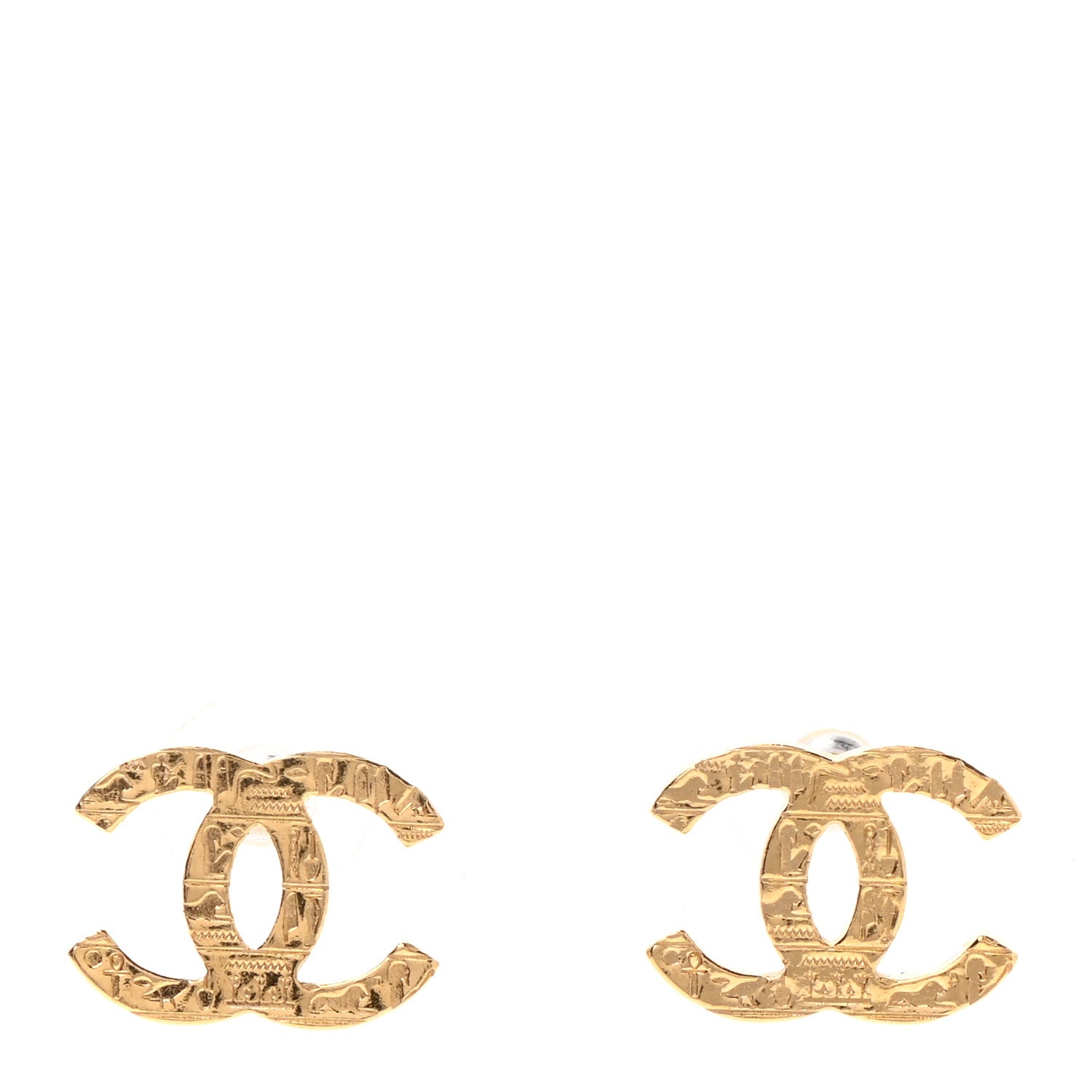 Chanel Metal Textured CC Earrings Gold 1 of 4