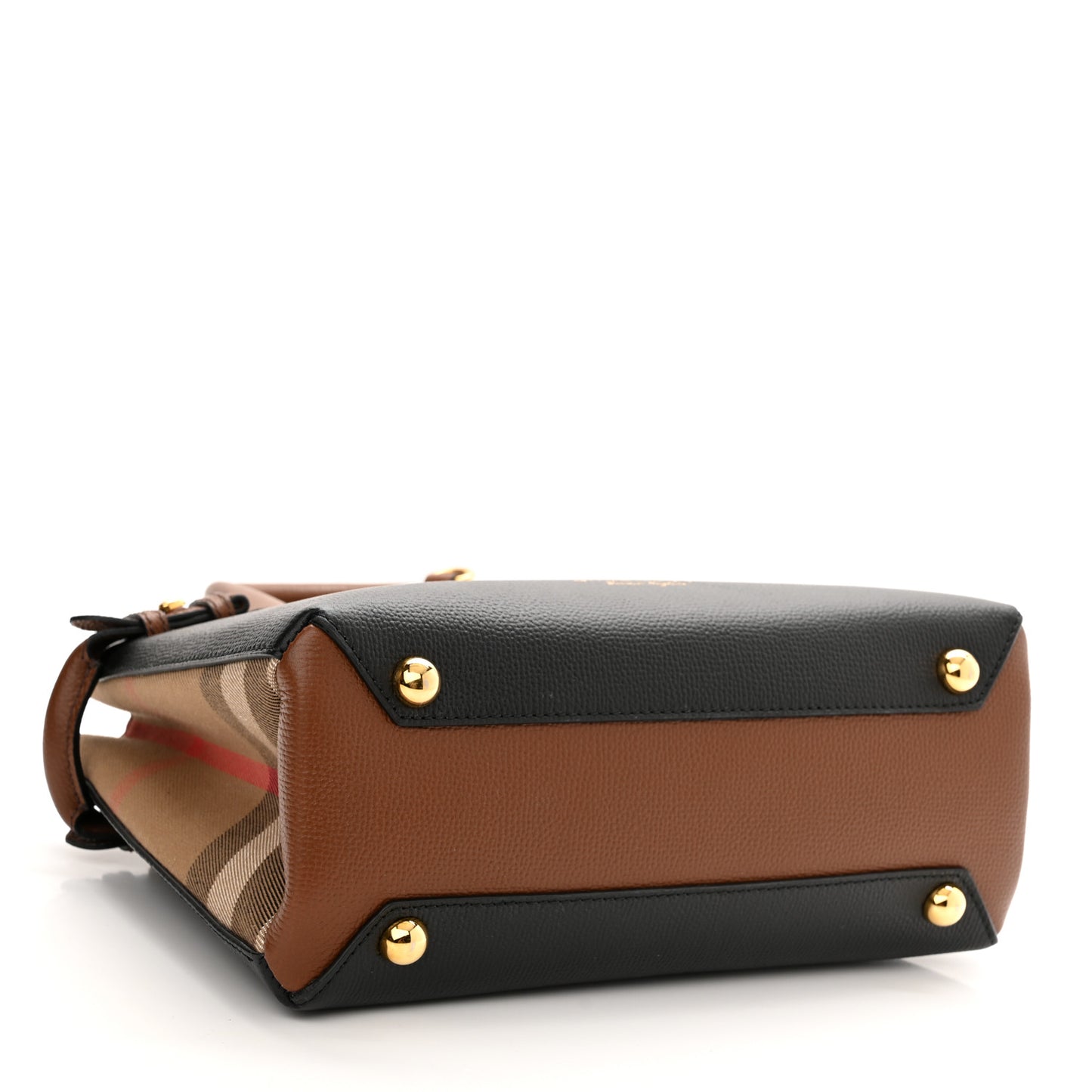 Derby Calfskin House Check Small Banner Tote Black Tan