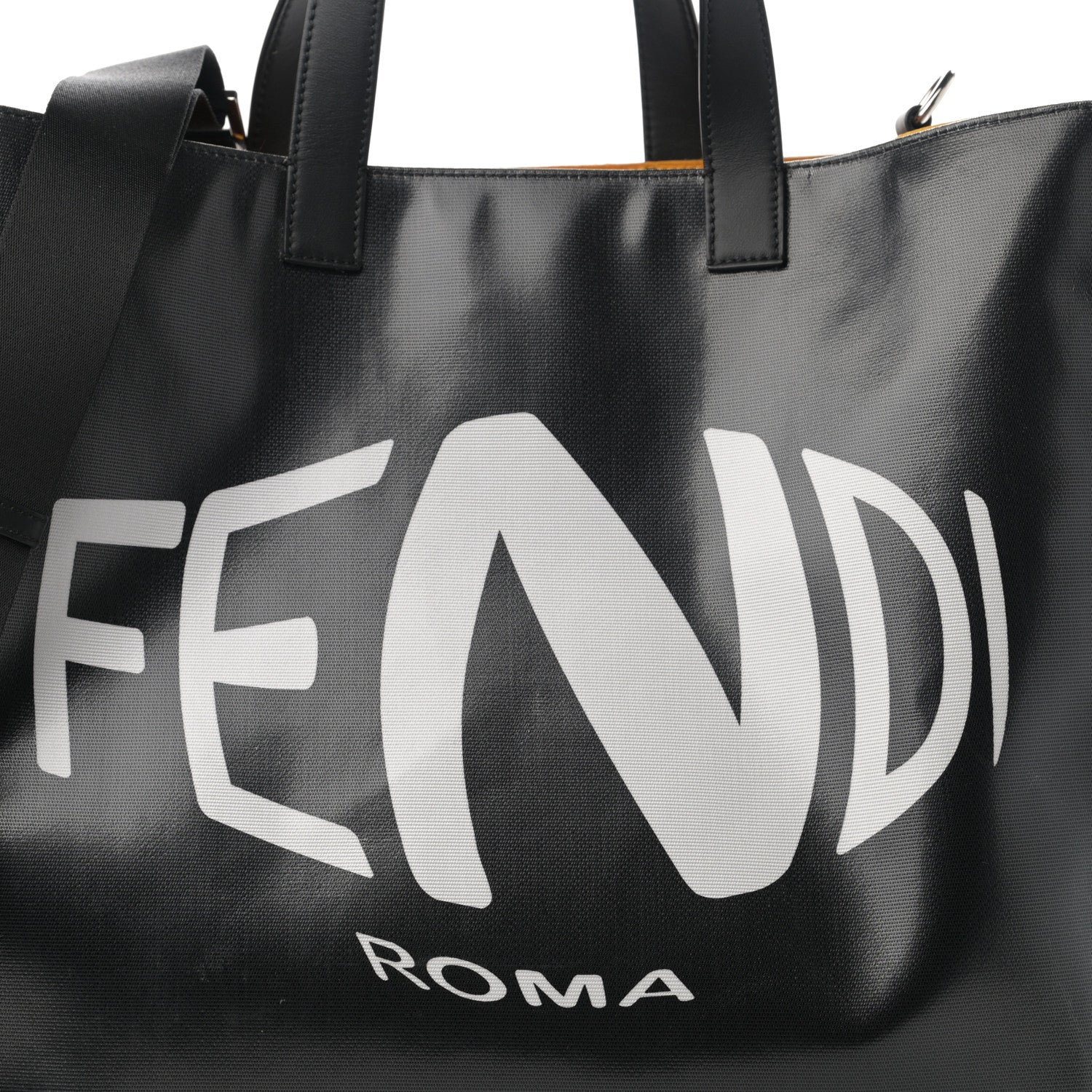 Fendi X SARAH COLEMAN Coated Canvas FF Fish Eye Logo Shopping Tote Black White 11 of 12