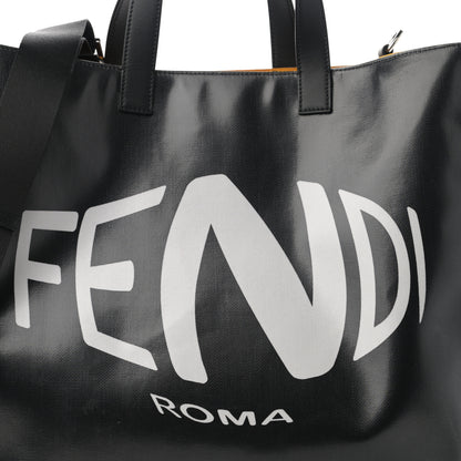 Fendi X SARAH COLEMAN Coated Canvas FF Fish Eye Logo Shopping Tote Black White 11 of 12