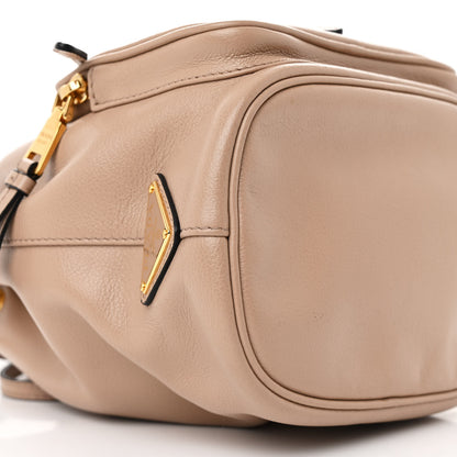 Prada Glace Calfskin Duet Logo Drawstring Shoulder Bag Cammeo 10 of 12