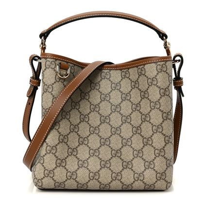 Gucci GG Supreme Monogram Emblem Small Shoulder Bag Beige Ebony Sundial 1 of 10