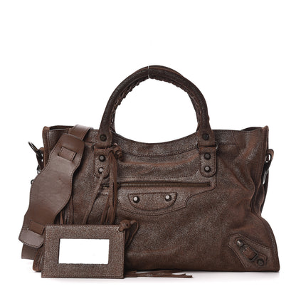 Balenciaga Metallic Craquele Calfskin Classic Hardware City Bronze 1 of 12