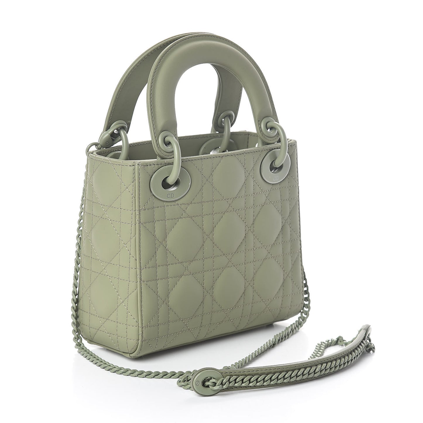 Ultra Matte Calfskin Cannage Mini Lady Dior Green