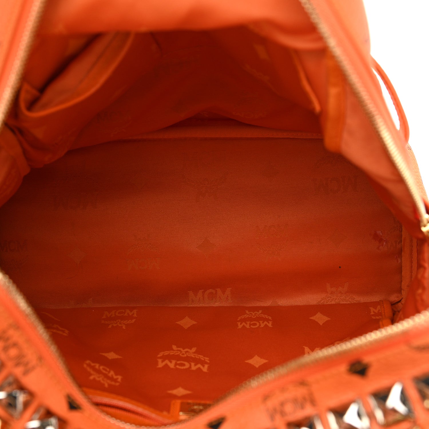 MCM Visetos Crown Stud Medium Stark Backpack Orange 5 of 17