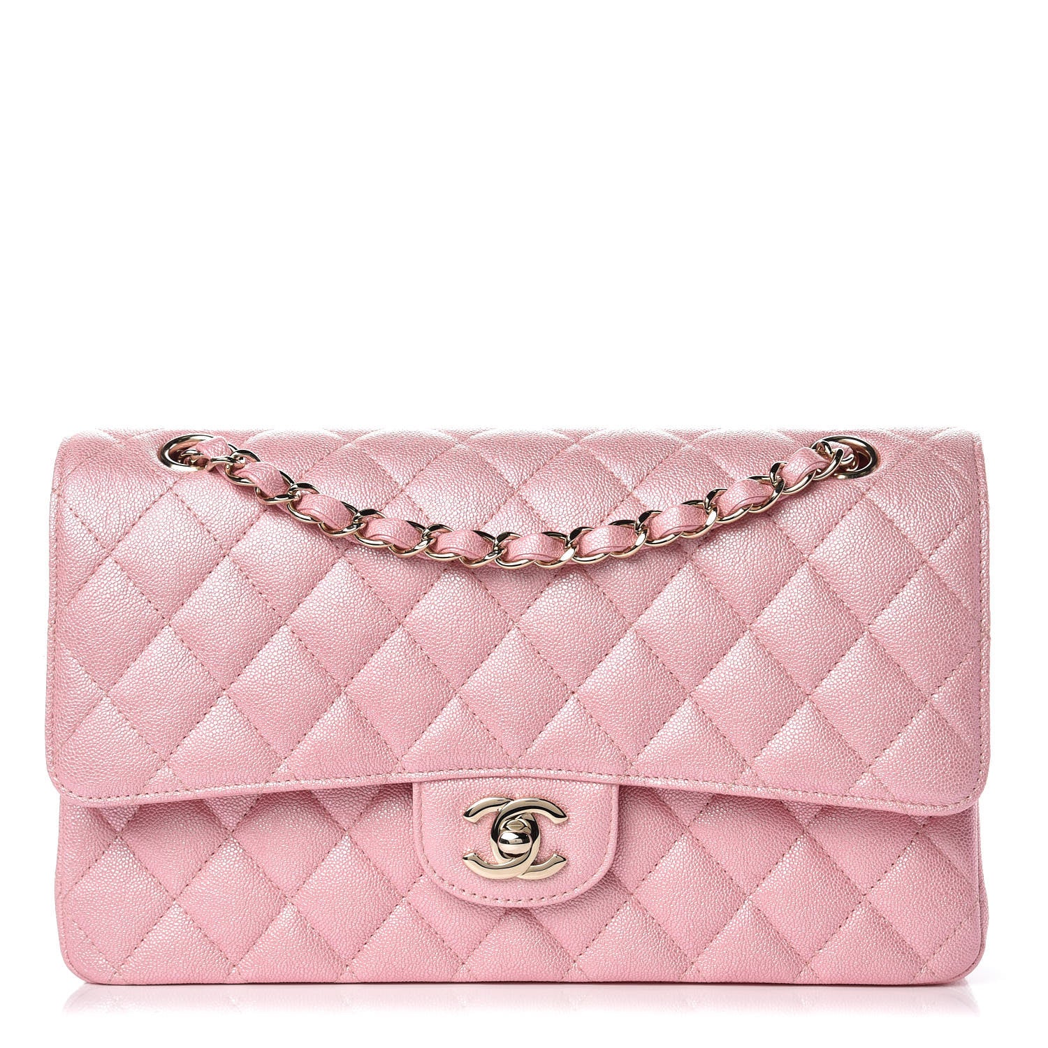 Chanel Iridescent Caviar Quilted Medium Double Flap Rose Pink 1 of 10