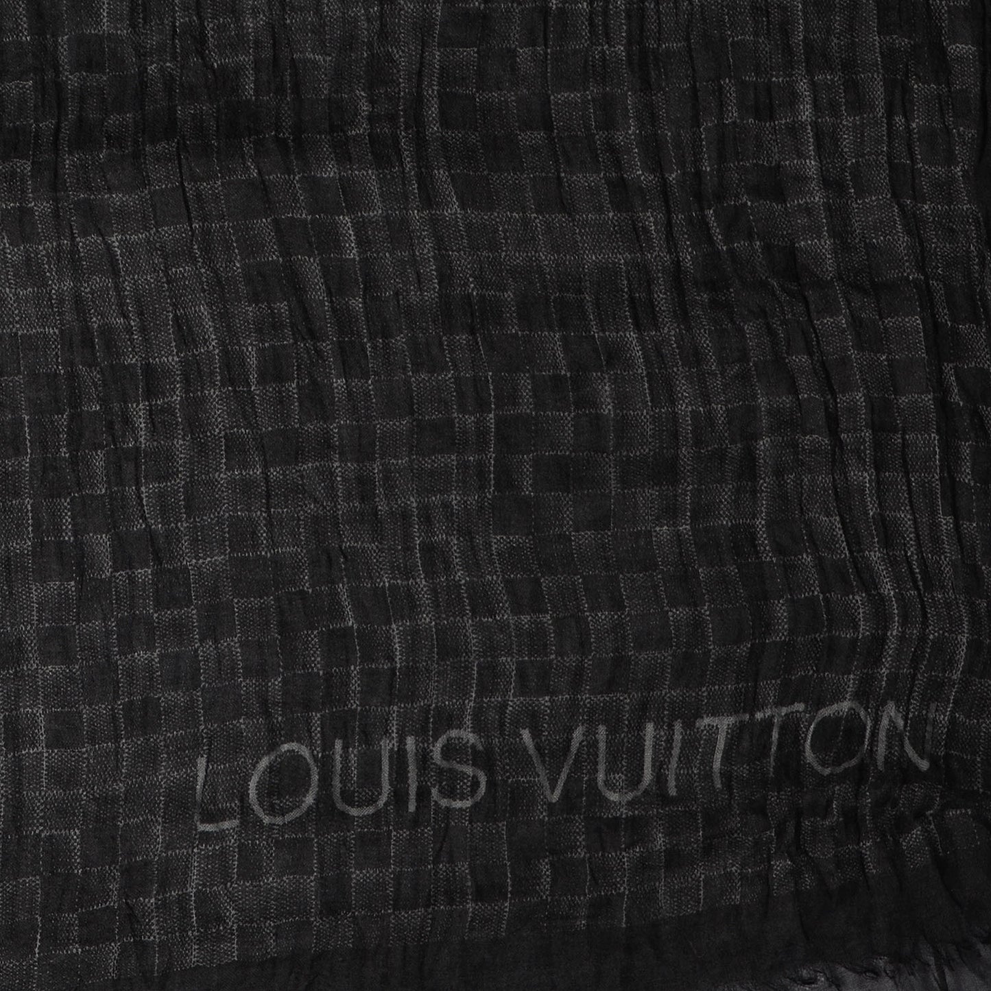 Cashmere Silk Damier Etole Stole Black