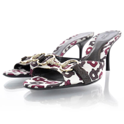 Gucci Satin Crystal Horsebit Print Heels 7 2 of 6