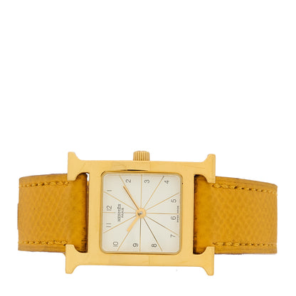 Hermes Stainless Steel Courchevel 21mm Heure H Hour Quartz Watch Jaune 2 of 4