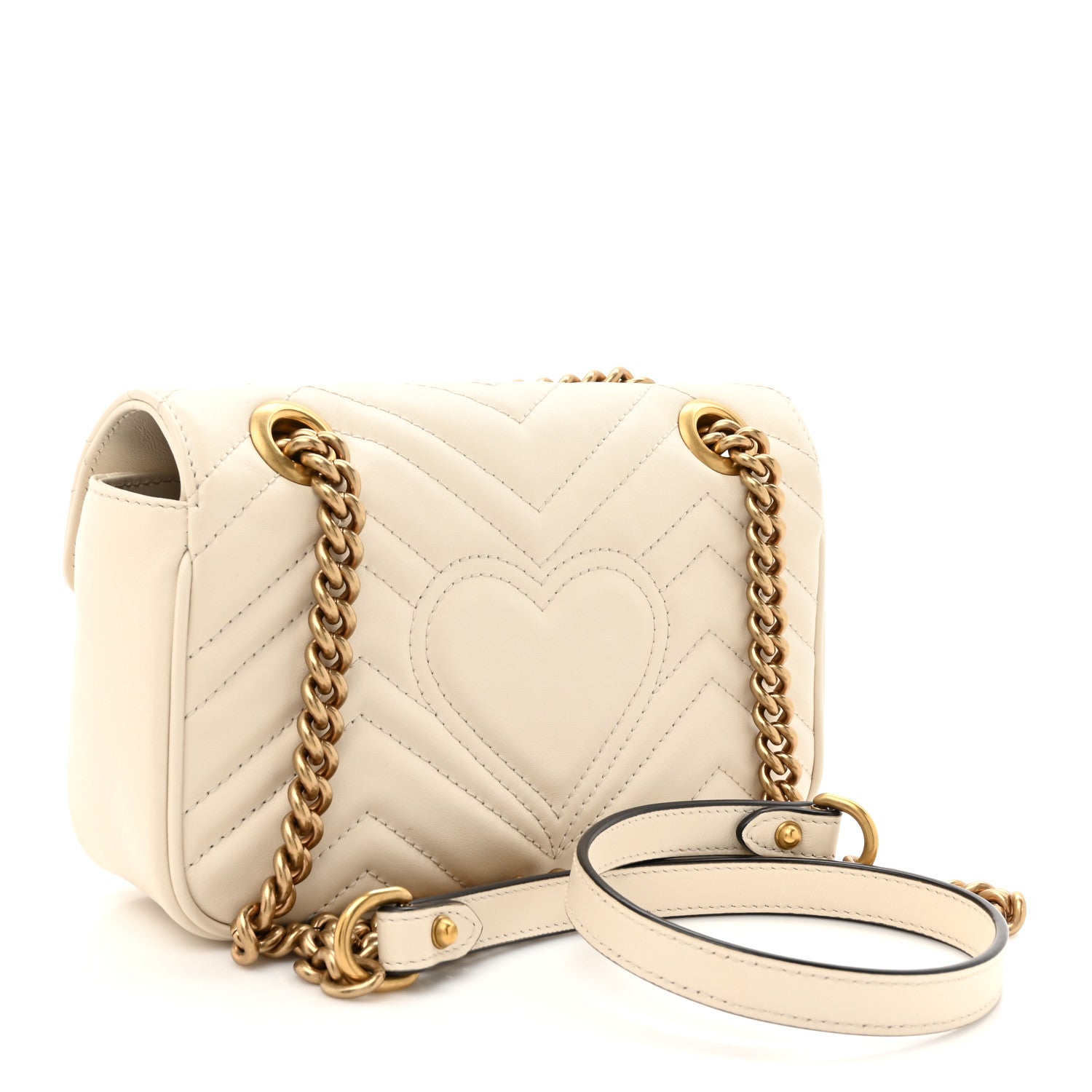 Gucci Calfskin Matelasse Mini GG Marmont Shoulder Bag White 3 of 11