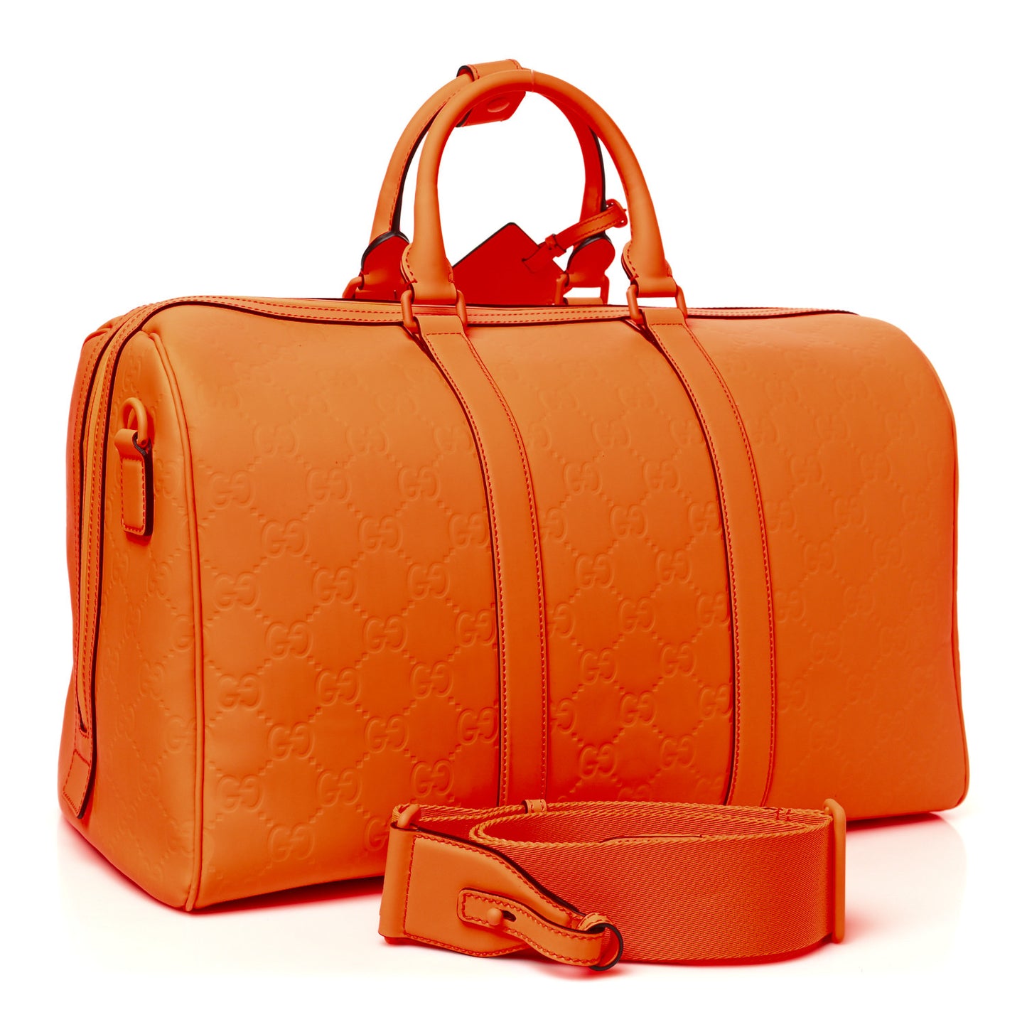 Rubber Effect GG Embossed Duffle Bag New Orange Fluo