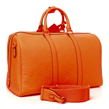 Gucci Rubber Effect GG Embossed Duffle Bag New Orange Fluo 2 of 8