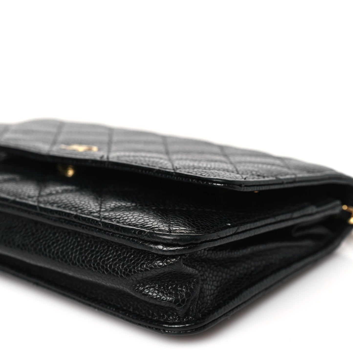 Caviar Quilted Wallet on Chain WOC Black