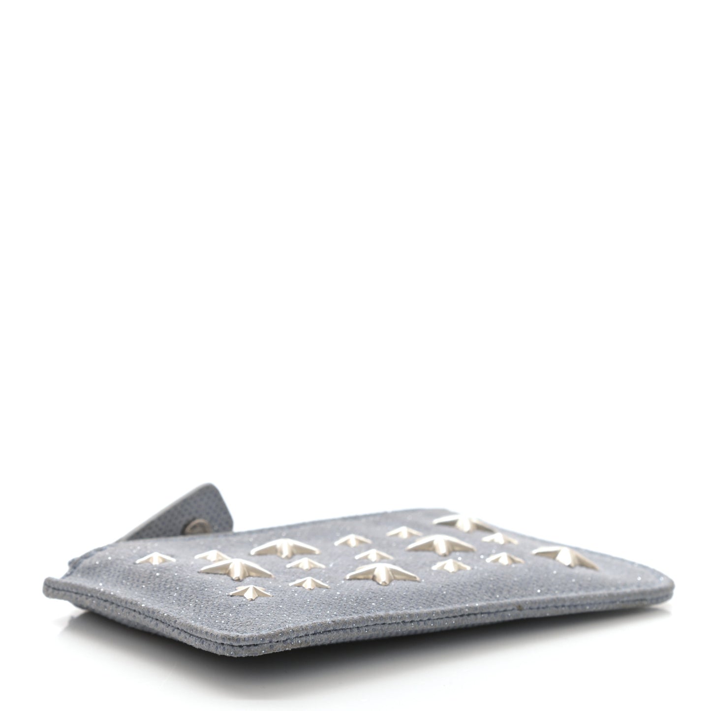 Metallic Pixelated Calfskin Nancy Star Studded Key Pouch Slate
