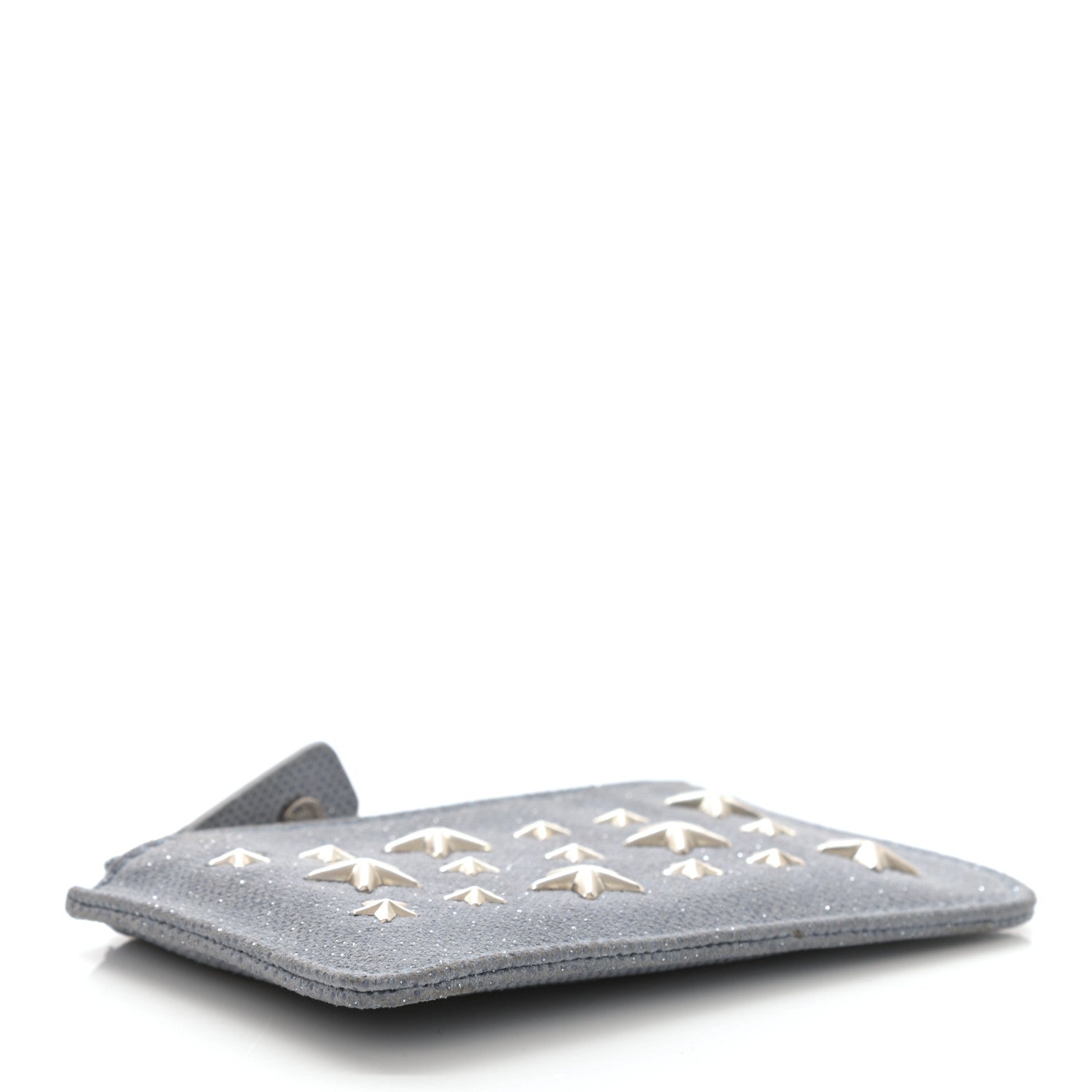Jimmy Choo Metallic Pixelated Calfskin Nancy Star Studded Key Pouch Slate 4 of 8