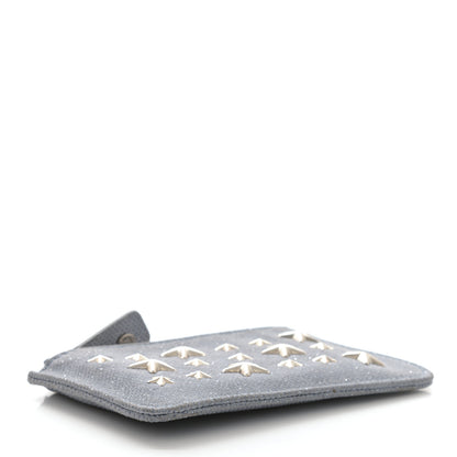 Jimmy Choo Metallic Pixelated Calfskin Nancy Star Studded Key Pouch Slate 4 of 8