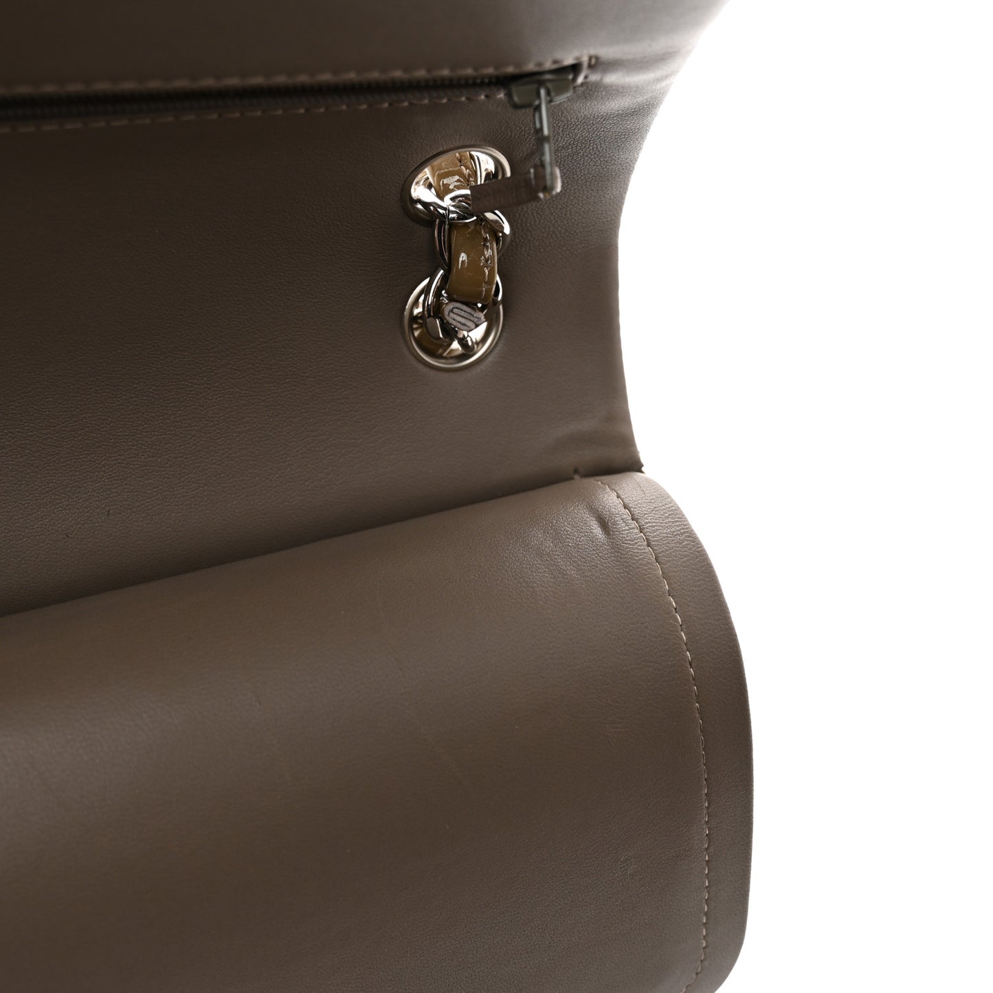 Patent Calfskin Quilted Jumbo Double Flap Grey