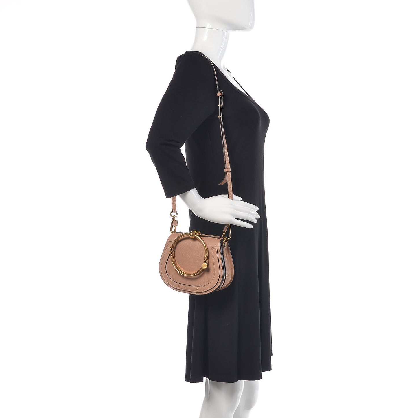 Calfskin Suede Small Nile Bracelet Bag Biscotti Beige