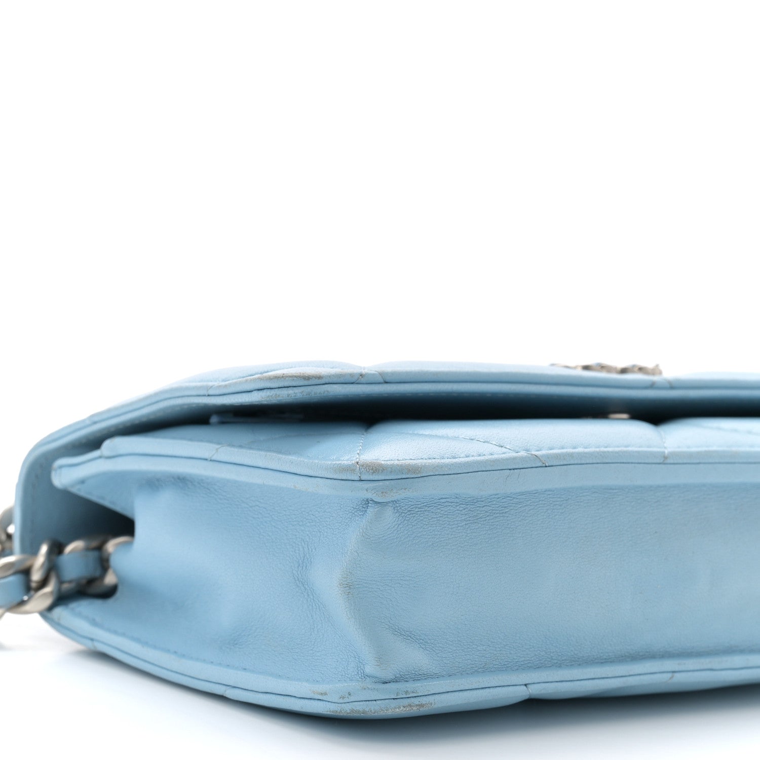 Chanel Lambskin Quilted Chanel 19 Wallet On Chain WOC Light Blue 10 of 14