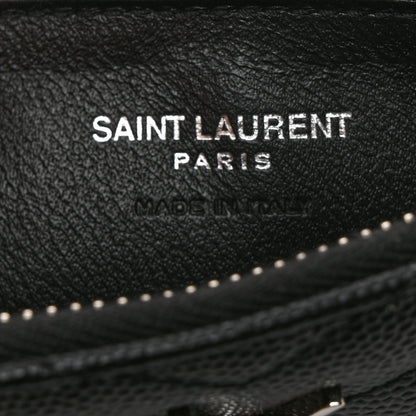 Saint Laurent Grain De Poudre Matelasse Chevron Monogram Fragments Zippered Card Case Black 6 of 7