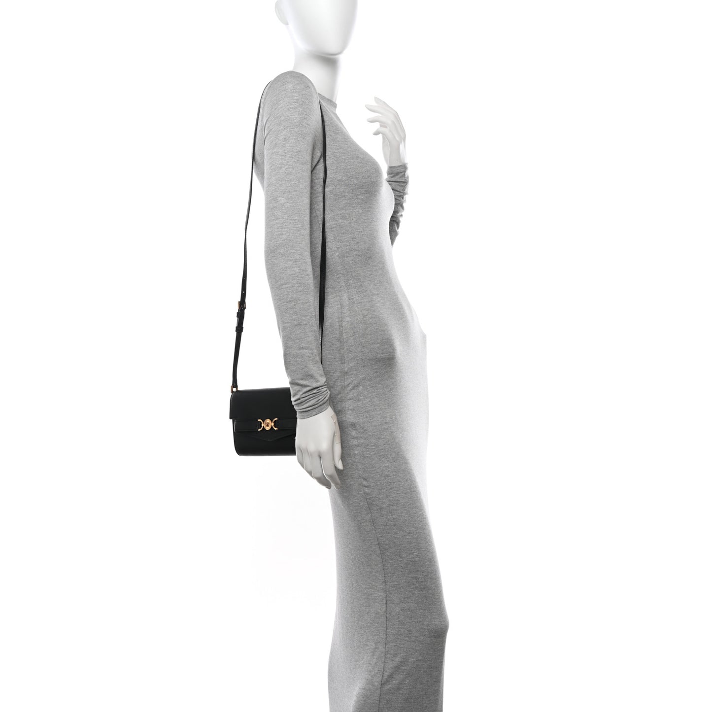 Lambskin Medusa Wallet On Strap Black