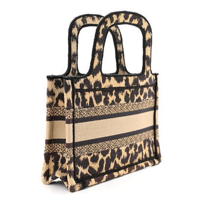 Christian Dior Canvas Mizza Embroidered Mini Leopard Book Tote Beige 3 of 11