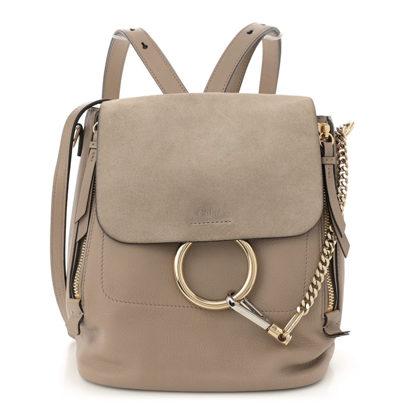 Suede Calfskin Medium Faye Backpack Motty Grey