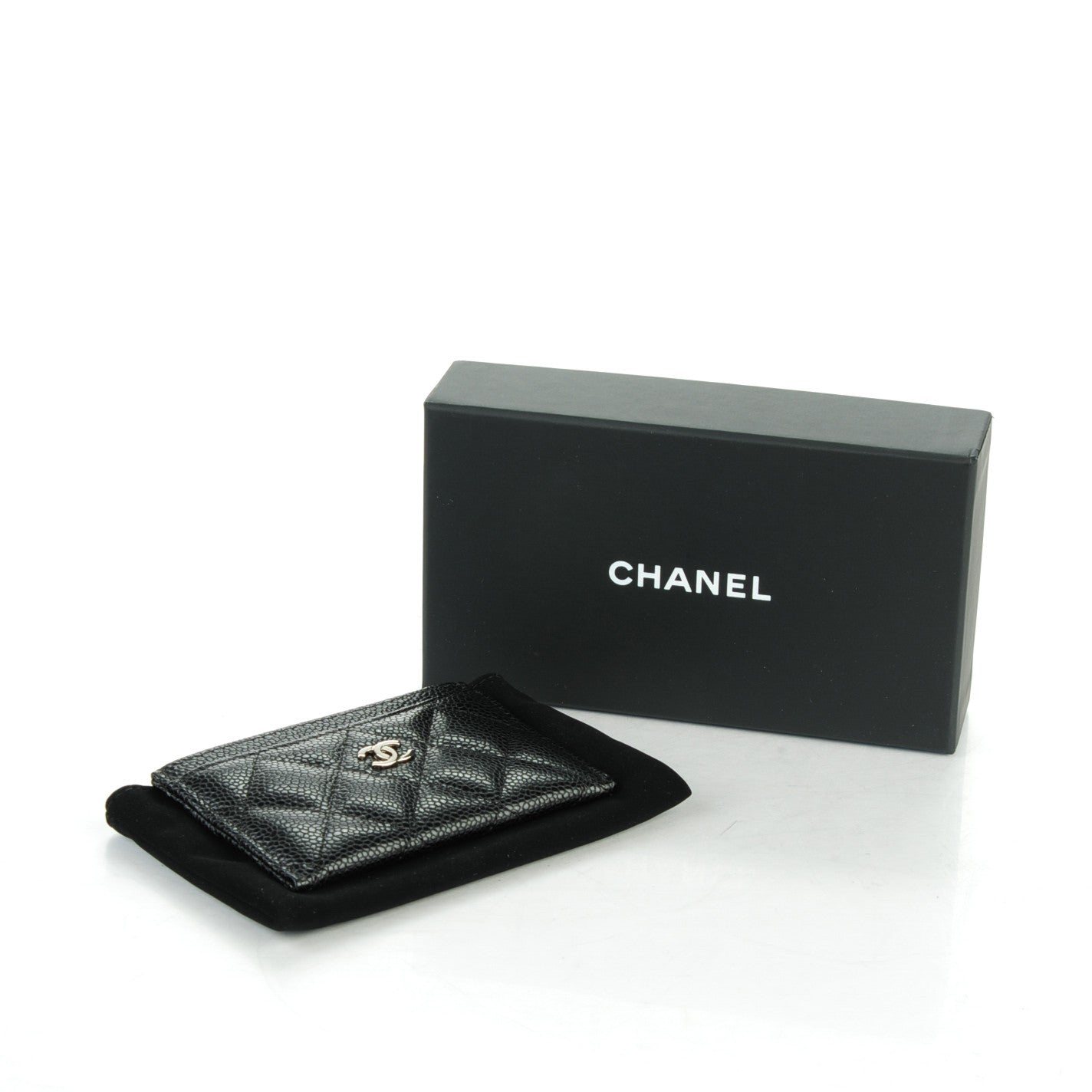 Caviar Quilted Card Holder Black
