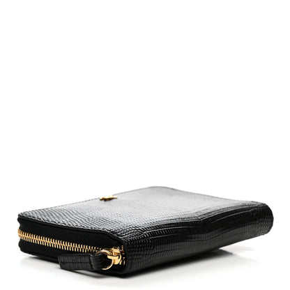 Chanel Lizard Embossed Compact Wallet Black 4 of 8