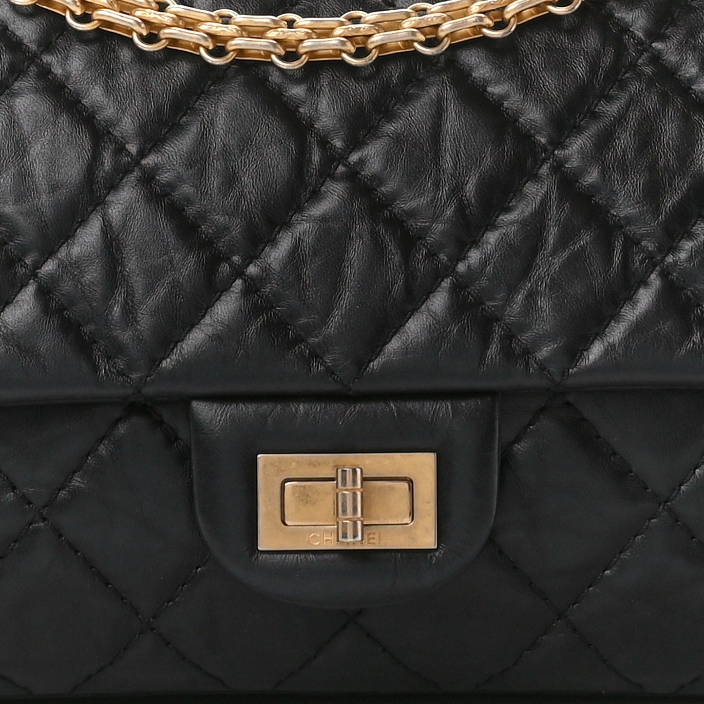 Aged Calfskin Quilted 2.55 Reissue 226 Flap Black
