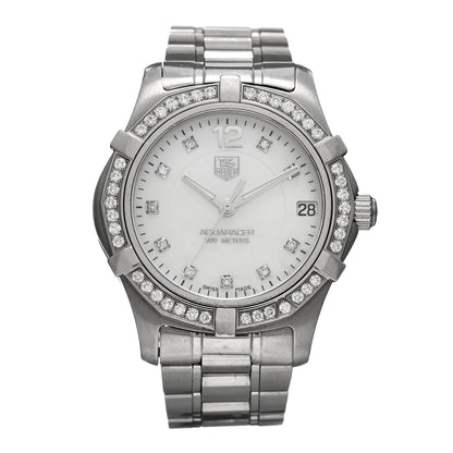 Tag Heuer Stainless Steel Diamond Bezel Mother of Pearl 33mm Aquaracer Lady Quartz Watch WAF1313 1 of 4