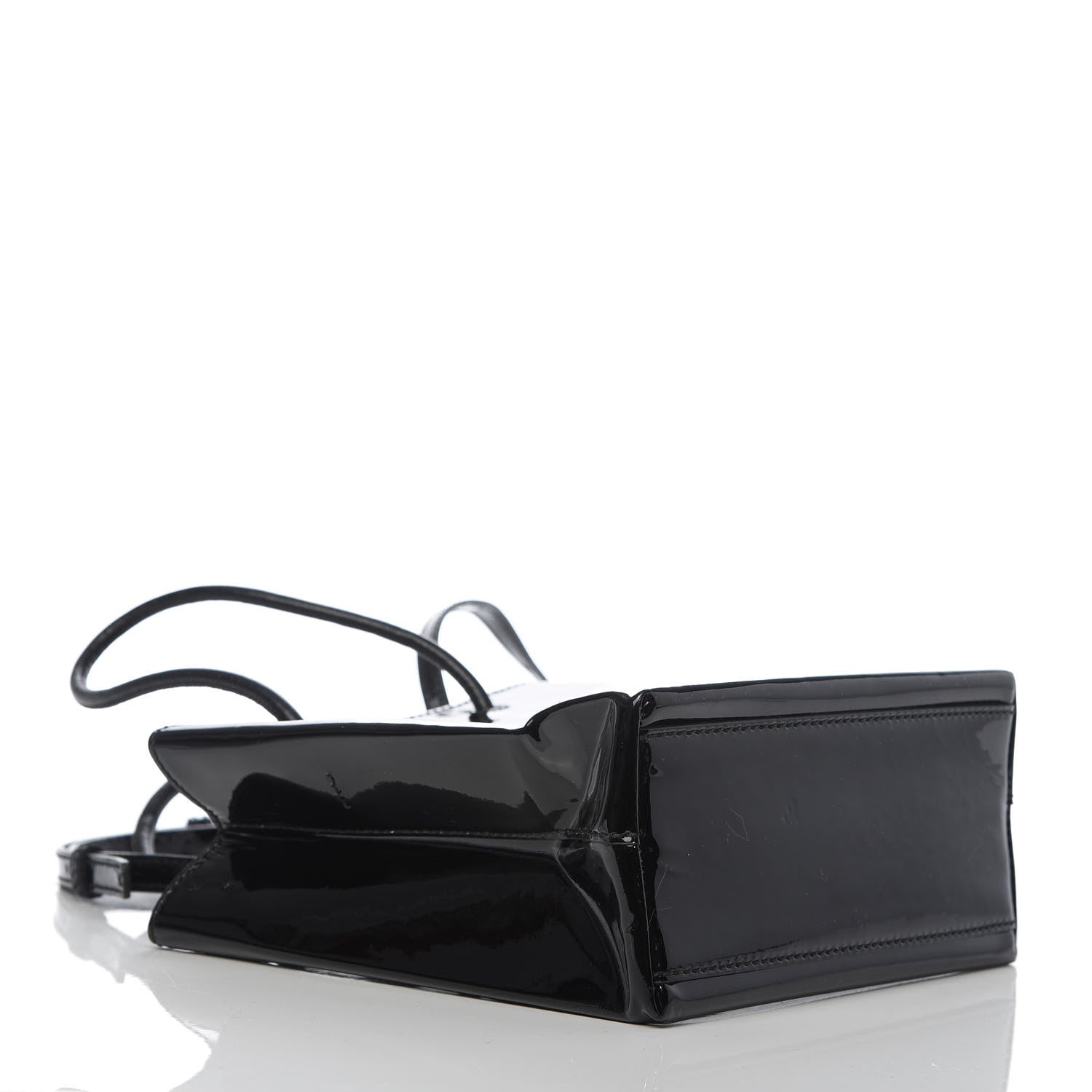 Balenciaga Patent Calfskin Logo Shopping Tote XXS Black 4 of 10