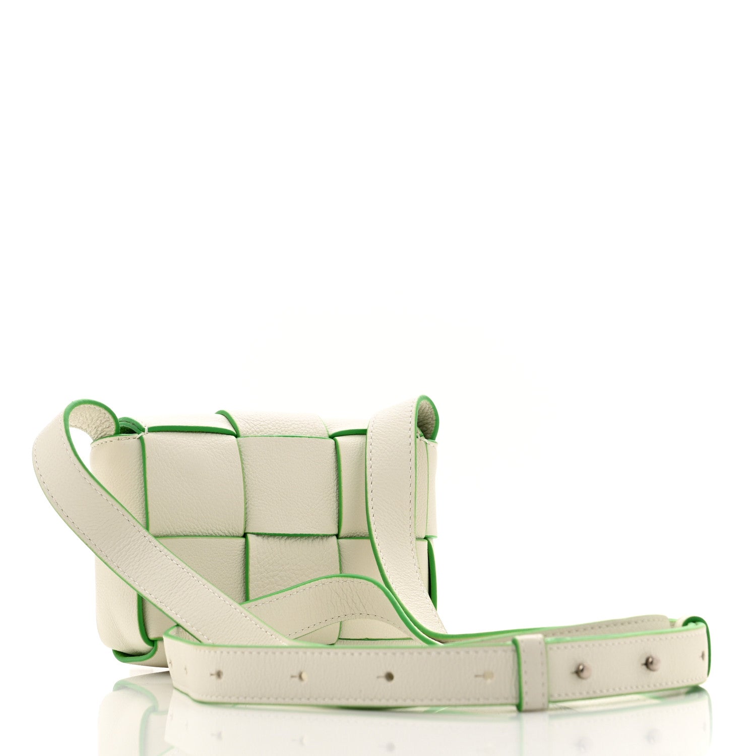 Bottega Veneta Buffalo Maxi Intrecciato Bicolor Extra Mini Cassette Crossbody Bag White Parakeet 3 of 10