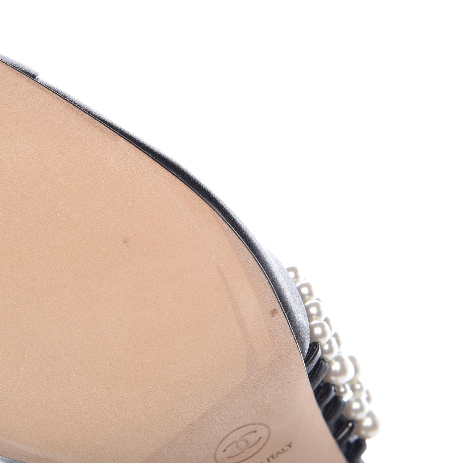Chanel Lambskin CC Pearl Mule 37.5 Black 9 of 10