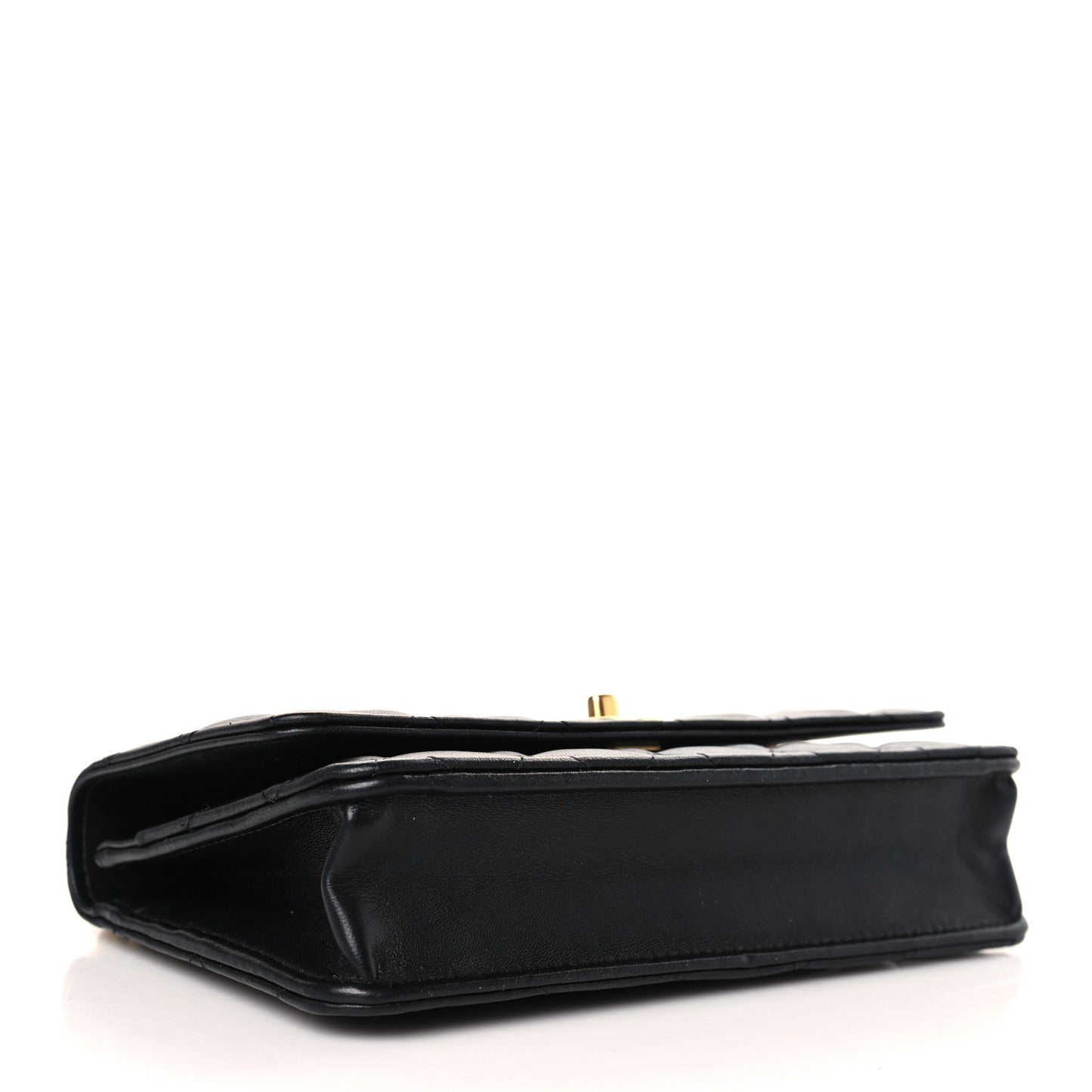 Lambskin Quilted Sweet Camellia Wallet on Chain WOC Black
