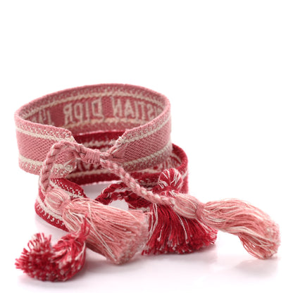 Christian Dior Woven Cotton J'Adior Friendship Bracelet Set Pink Red 2 of 2
