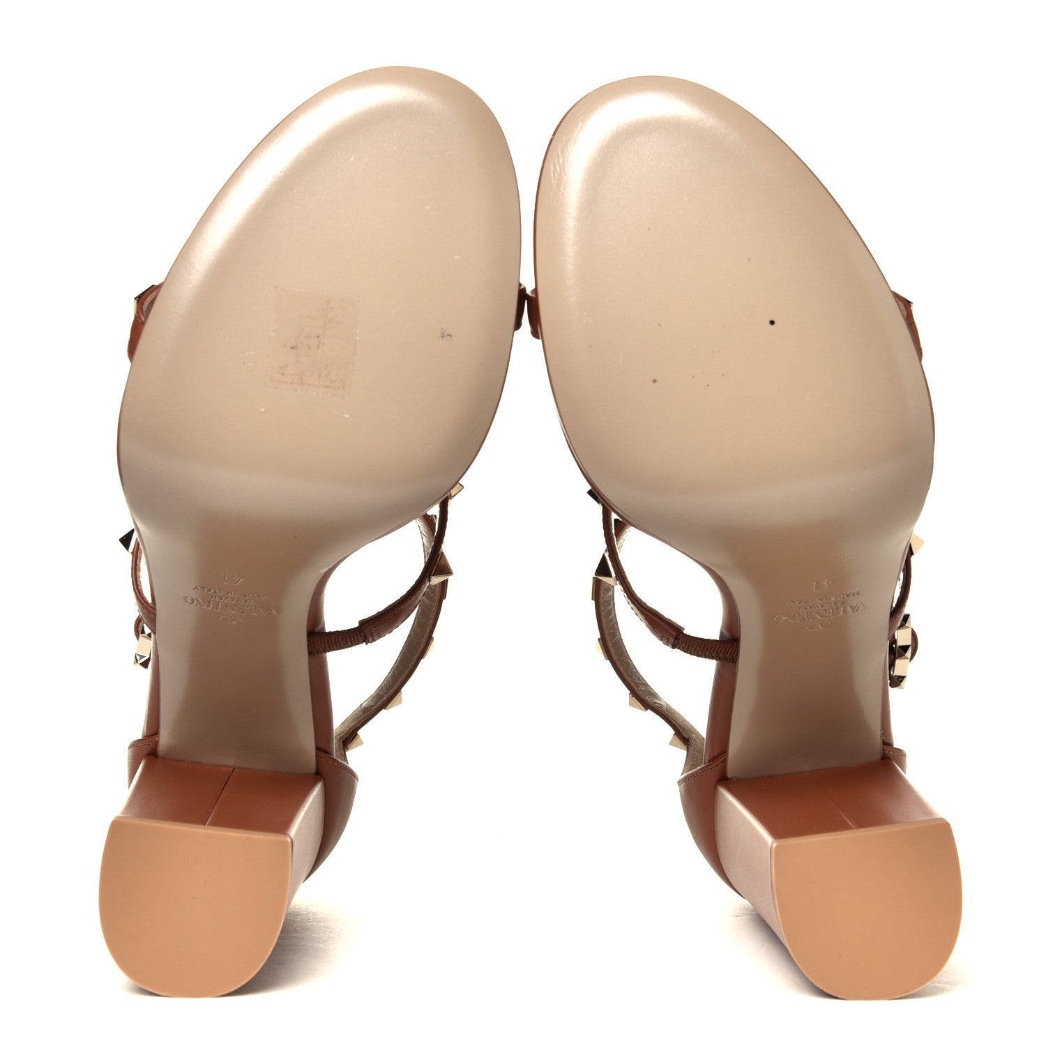 Valentino Garavani Calfskin Rockstud T-Strap 10/110mm Platform Sandals 41 Saddle Brown 6 of 6