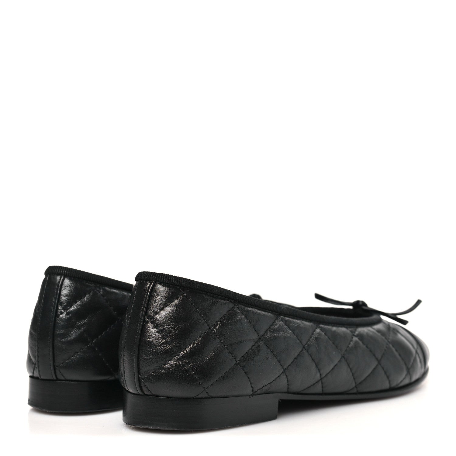 Chanel Aged Calfskin Quilted CC Cap Toe Ballerina Flats 35 Black 5 of 9