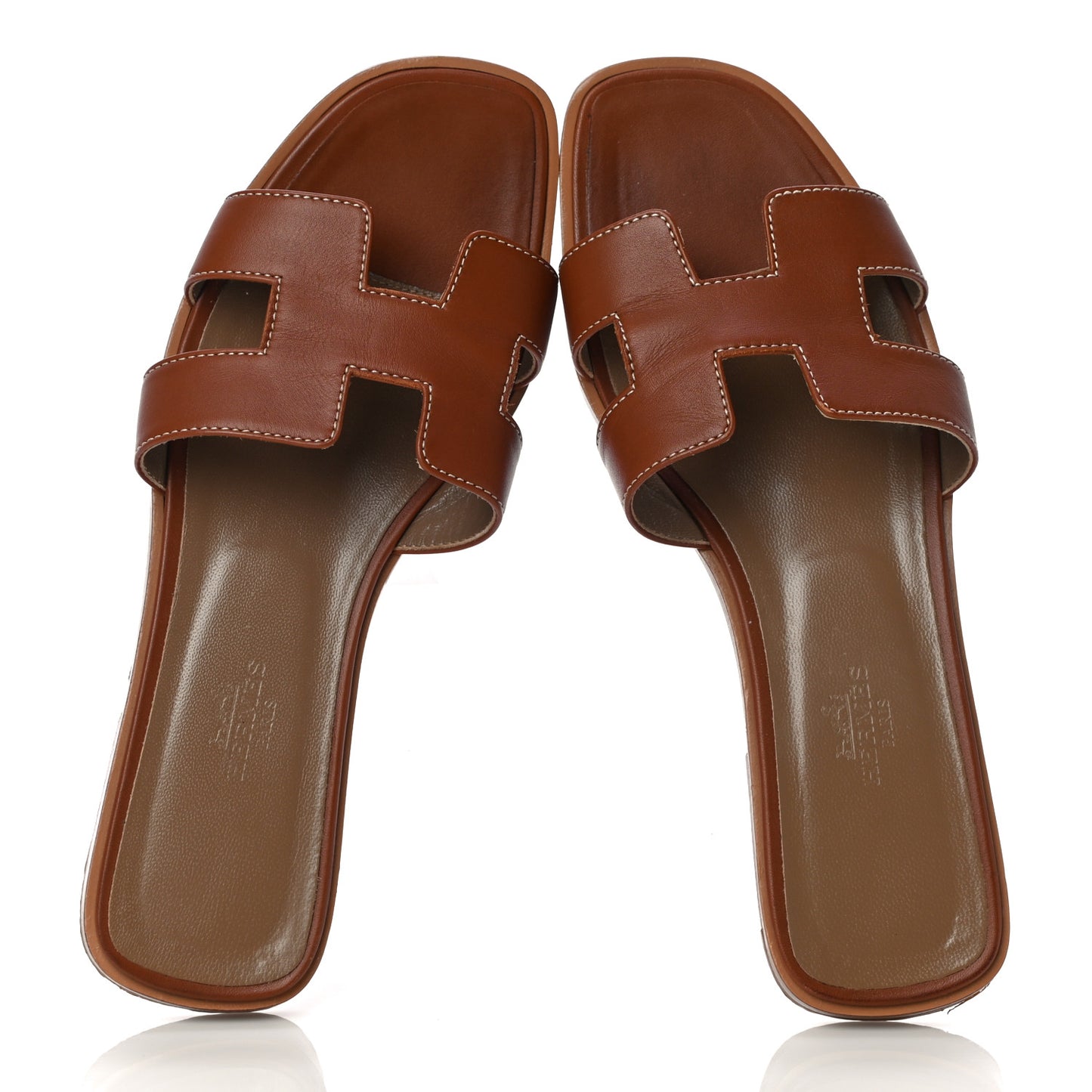 Box Calfskin Oran Sandals 37.5 Gold