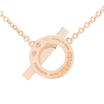 Hermes 18K Rose Gold Diamond Finesse Pendant Necklace 3 of 5